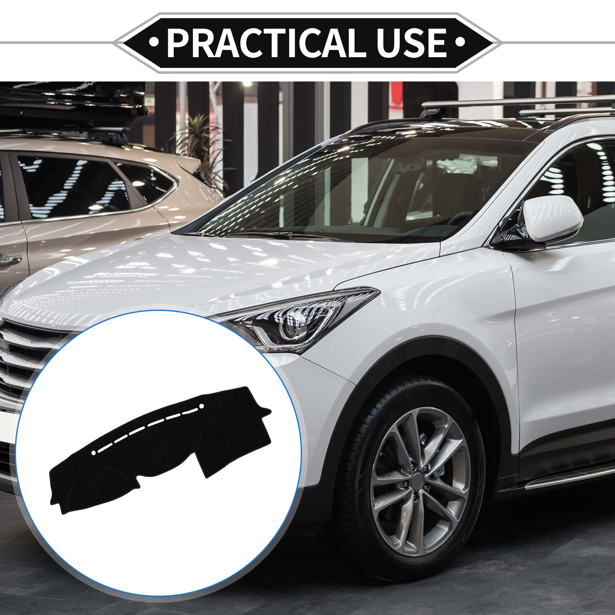 Unique Bargains Non-Slip Polyester Dash Cover for Hyundai VeraCruz 2007-2012 Black