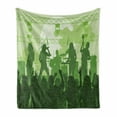 thumbnail image 1 of Music Soft Flannel Fleece Throw Blanket, Rock Concert Concept Band Performing on the Stage and Singing Festival, Cozy Plush for Indoor and Outdoor Use, 50" x 60", Green Dark Green Green, by Ambesonne, 1 of 6