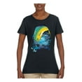 thumbnail image 2 of Mahi-Mahi Fish Catching Small Fish Animal Lover Womens Graphic T-Shirt, Black, Large, 2 of 3