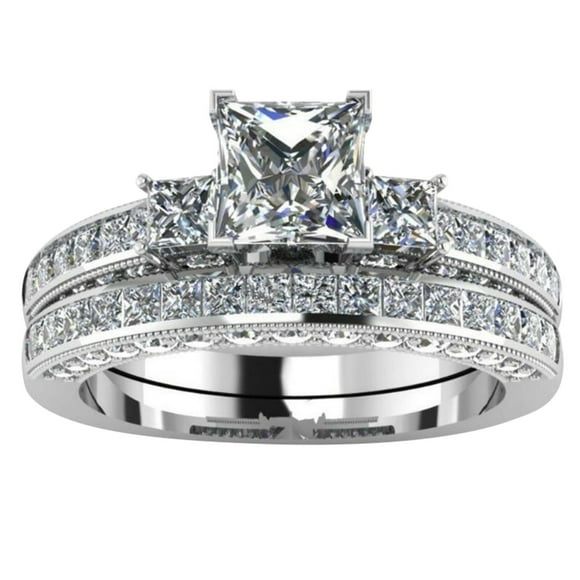 Kcodviy Couple Wedding Men's Rings Teen Rings with Zircons European and Chunky Rings for Women Rings Women's and Rings