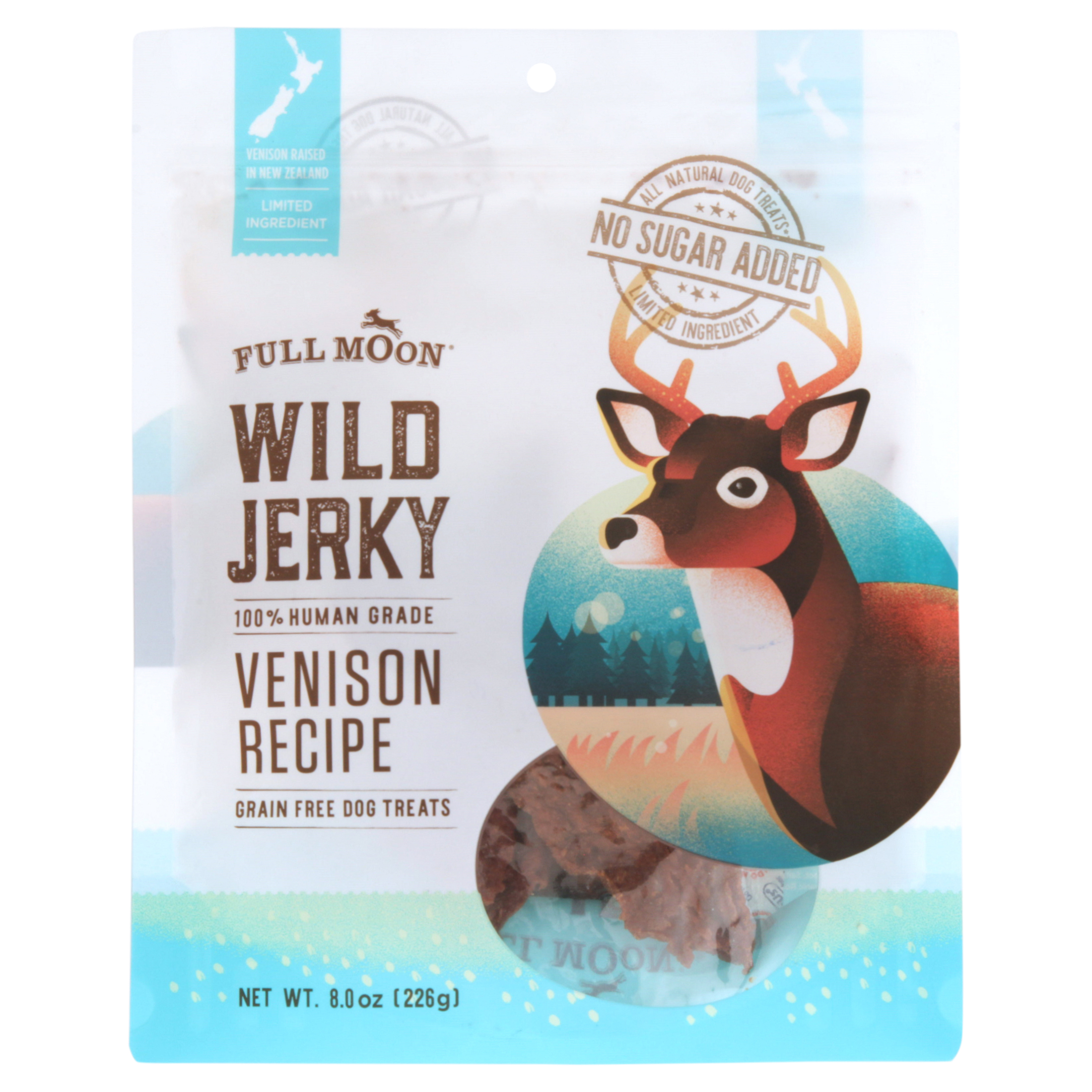 Full Moon All Natural Wild Jerky Dog Treats, Venison Recipe, 10 Ounce