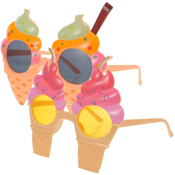 2pcs Hawaiian Party Funny Glasses Novelty Ice Cream Sunglasses Prop Beach Party Eyewear Prop
