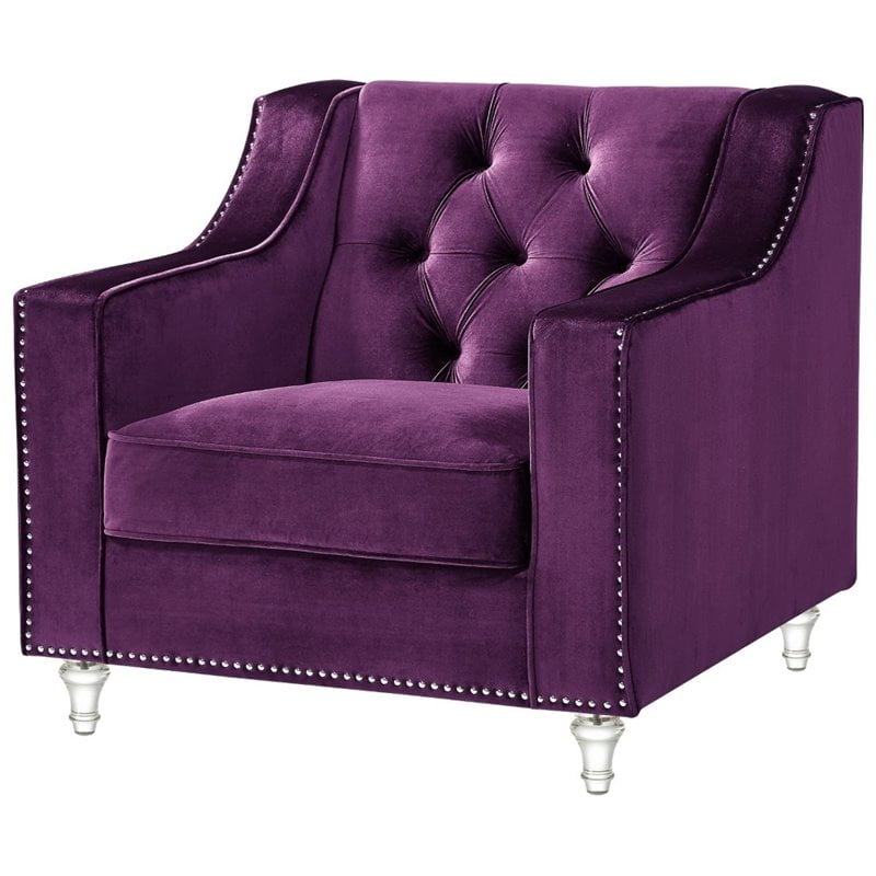 Brika Home Velvet Tufted Club Chair in Purple