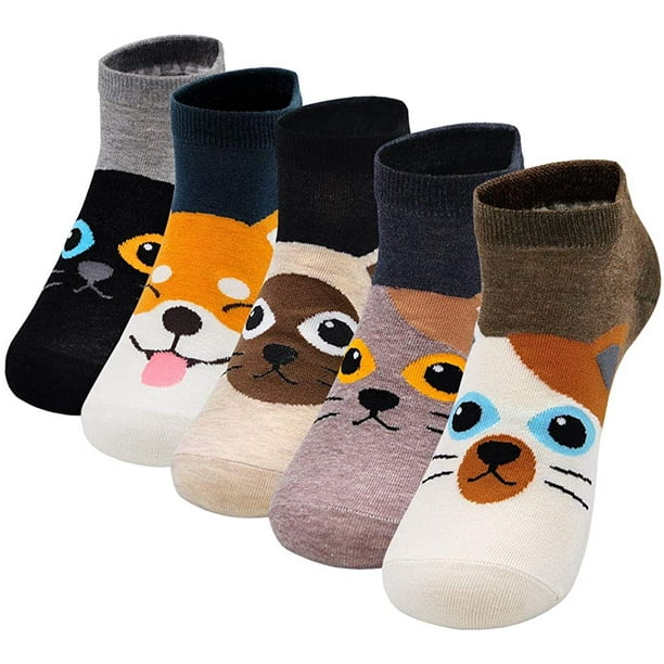 ZFSOCK Ankle Socks for Women Cute Novelty Cat Dog Funny Socks Short ...