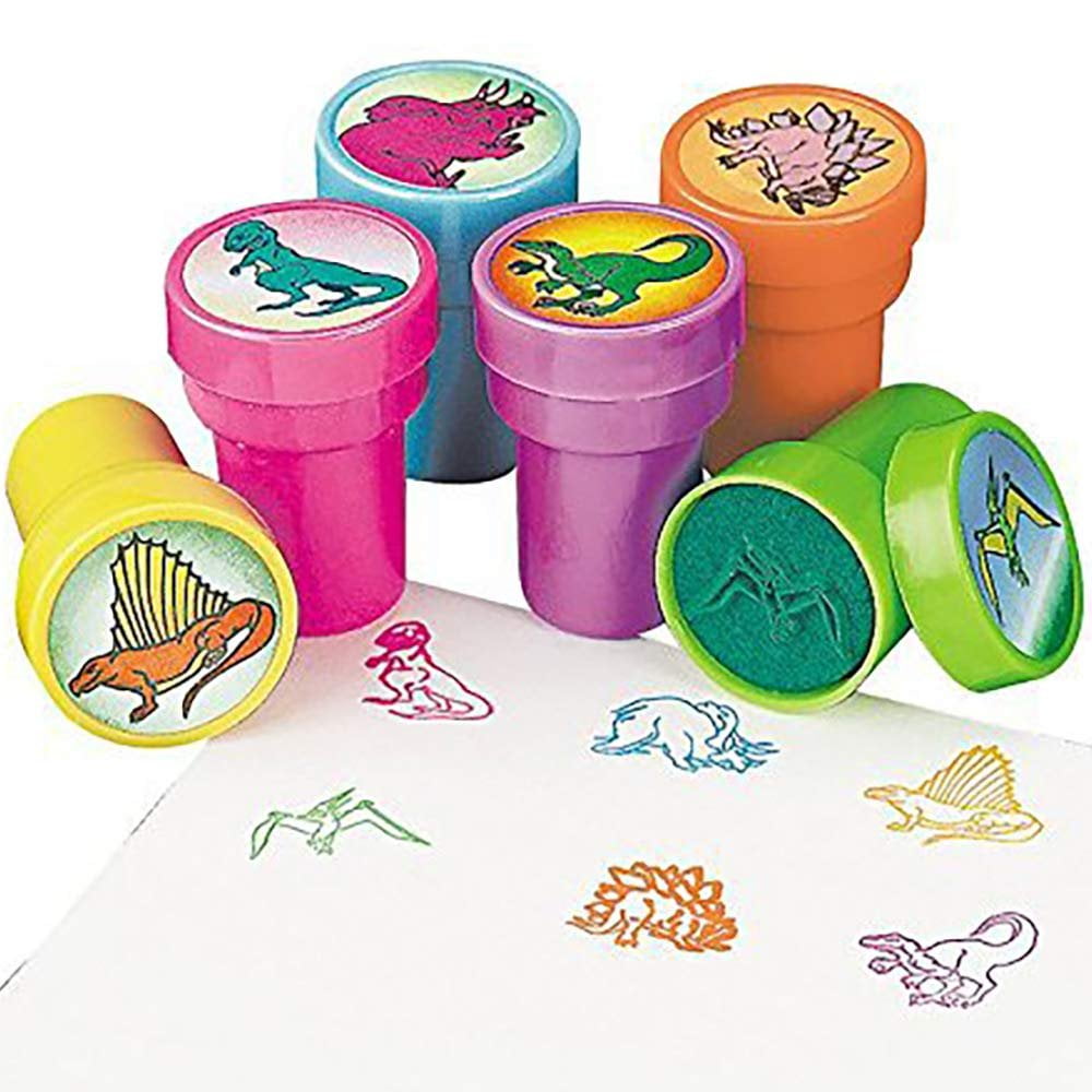 Dinosaur Stampers 1.5 Inches - 12 Pieces – Assorted Colored Dinosaur ...