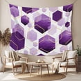 thumbnail image 2 of Purple Geometric Tapestry for Bedroom Wall Hanging Tapestry, Gold White Hexagon Modern Ceiling Backdrop Tapestries Poster Blanket Wall Decor for Teens Room Living Room Dorm 51" x 59", 2 of 8
