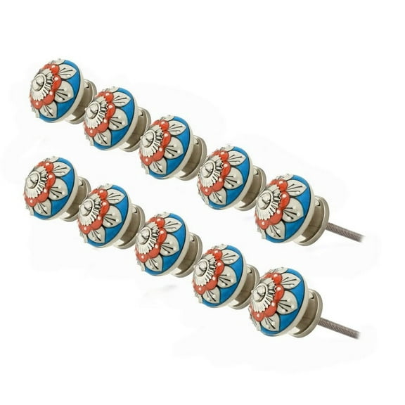 Mascot Hardware Stone Pattern Round 1-4/7 In. (40Mm) Red & Blue Cabinet Knob - Pack of 10