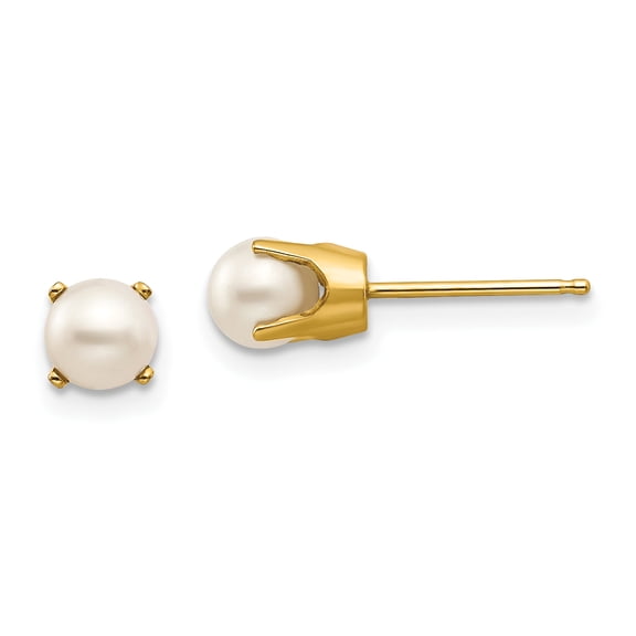 Primal Gold 14 Karat Yellow Gold 5mm FreshWater Cultured Pearl Earrings