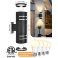 thumbnail image 3 of Lámpara de pared exterior SHIMR Dusk to Dawn, paquete de 2 unidades, color negro mate, 3 of 9