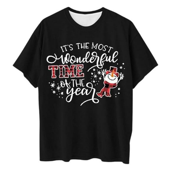 LUOGENLI Female T-shirts for Womens Short Sleeve Christmas Print T Shirt with Large Collar for Men and Women Festive Holiday Top Tee T-shirts Womens Big and Tall Valentines Black XXXXXL
