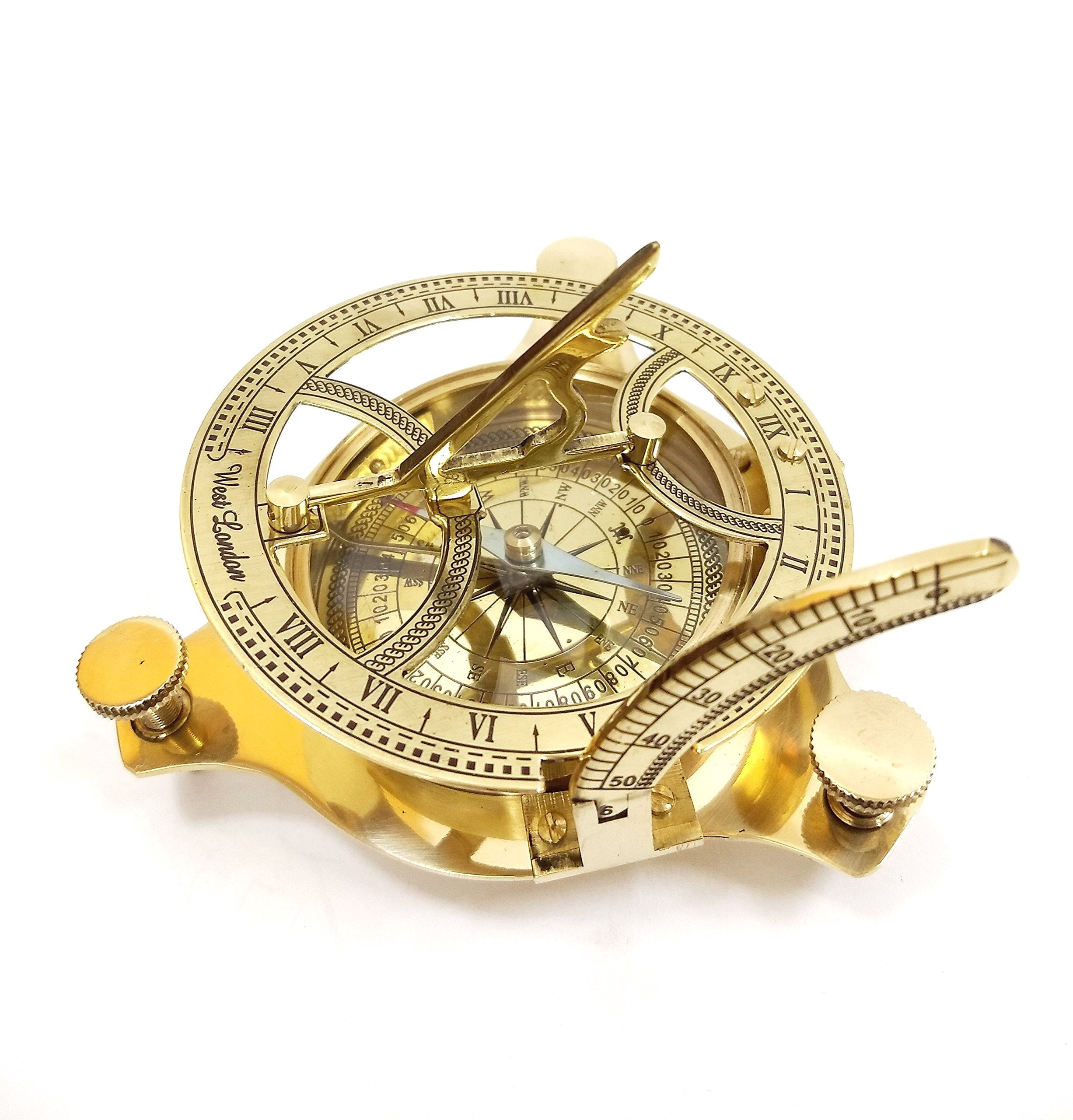 india overseas trading corp 4.5" brass sundial compass