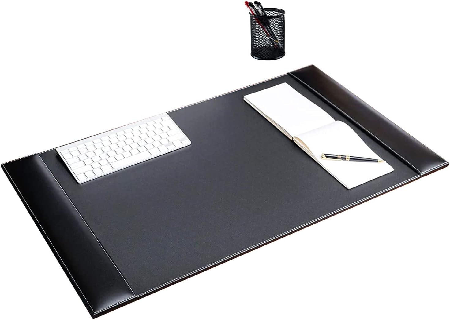 Leather Desk Pad Protector With Side Rails 34 X 20 Inch, Executive Desk