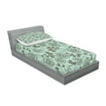 thumbnail image 2 of Ambesonne Floral Fitted Sheet & Pillow Sham Set, Romantic Inspirations, Twin, Seafoam Sage Green, 2 of 2