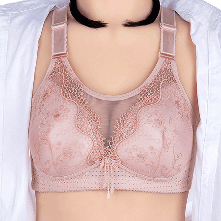 Fulorrnie Bras for Women Plus Size Wirefree Lift Full Coverage Seamless Yoga Sports Workout Gym Multiway Comfort Bra Pink 40