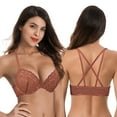 thumbnail image 6 of Curve Muse Womens Push Up Add 1 and a half Cup Underwire Halter Front Close Bras -2PK-Mauve,Rust-38DD, 6 of 7