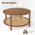 thumbnail image 3 of Costway 2-Tier Rattan Coffee Table,with Wood Veneered Top and Solid Rubber Wood Legs Walnut, 3 of 10