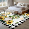 thumbnail image 4 of Spring Gnomes Area Rugs 5x7 ft Watercolor White Yellow Floral Leaf Linen Texture Black Plaid Washable Rug Non Slip Indoor Carpet Absorbent Floor Mat for Living Room Bedroom Dining Room, 4 of 9