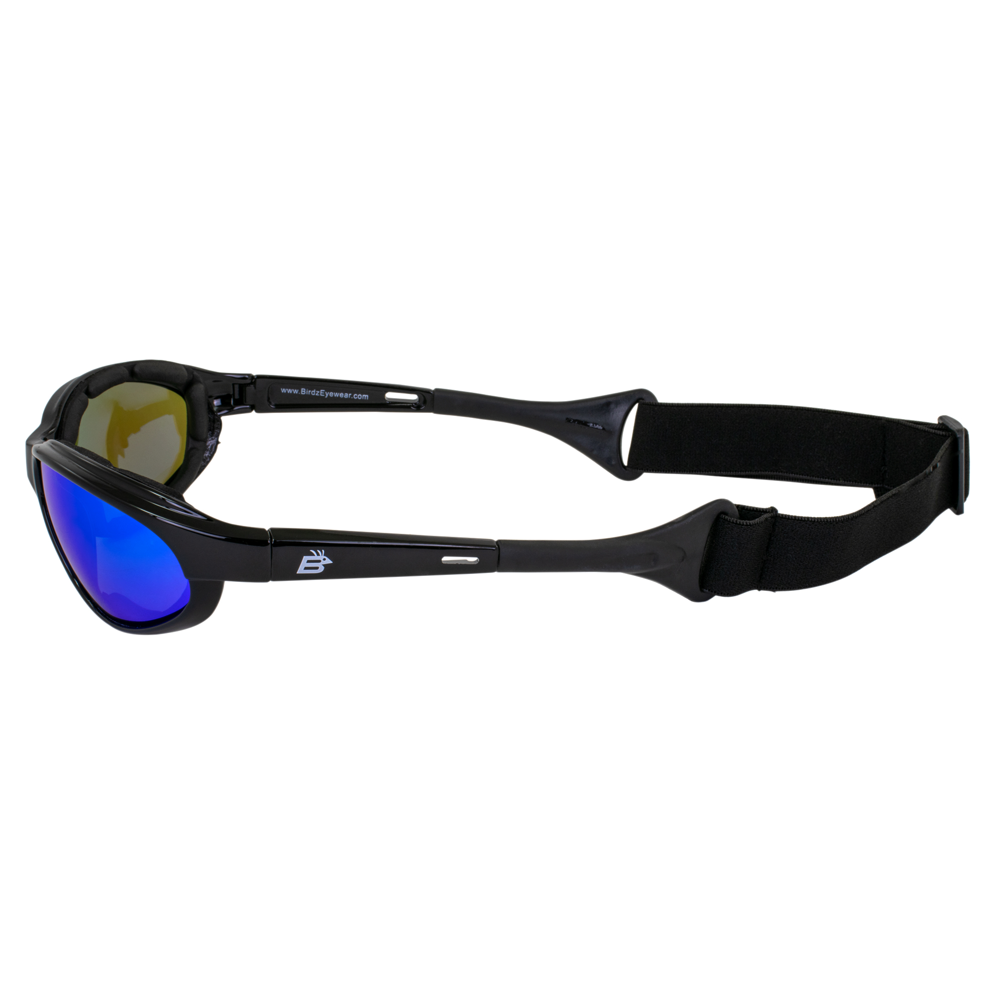 Birdz Eyewear Sail Padded Jetski Sunglasses Goggles Polarized Sports Watersports Boating Fishing for Men or Women Black Frame w/Blue Mirror Lens - image 3 of 6