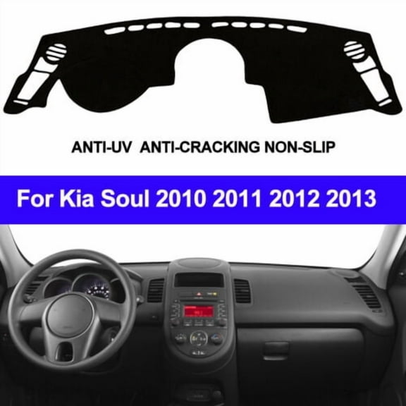 Leather Inner Car Dashboard Protects Cover Dash Mat Pad for Kia Soul 2010 2011 2012 2013 Black