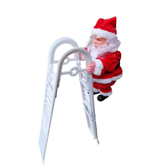 TQEHS Escalera eléctrica para escalar Papá Noel, figura musical navideña para fiesta, D B1W9