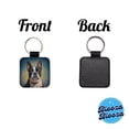 thumbnail image 4 of Boston Terrier Dog Illustration Faux Leather Square Keychain, 4 of 7