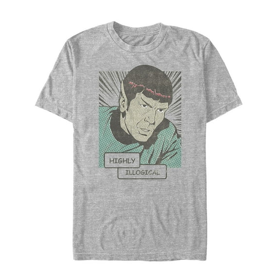 Men's Star Trek Spock Highly Illogical Comic Graphic Tee Athletic Heather X Large