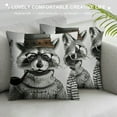 thumbnail image 3 of PHYHOO Animal Throw Pillow Cushion Cover, and Rabbit in Human Clothes Illustration, Decorative Square Accent Pillow Case, Black Grey White, 3 of 5