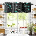 thumbnail image 3 of Abstract Art Valances for Windows Black Teal Dot Modern Space Art Rod Pocket Curtain Valance Window Treatment Short Curtains for Kitchen Living Room, 42"x18", 3 of 5
