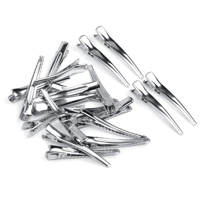 20 Packs Metal Alligator Hair Curl Clips, 2.4 inch Duck Bill Clips for Hair Sectioning Styling, Silver