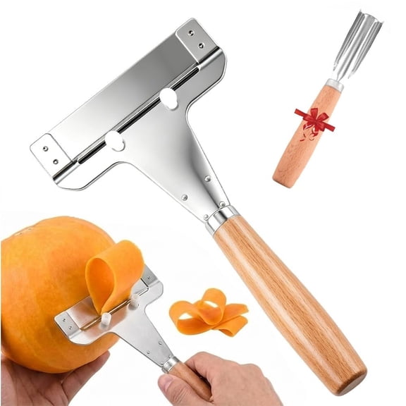 EVHRZN Adjustable Thickness Vegetable Slicer & Peeler, Stainless Steel Peeler with Wooden Handle, Multifunctional Vegetable Peeler for Potato Pumpkin Fruit, Essential Peelers for Kitchen