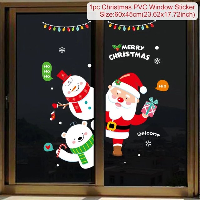 Pegatina de ventana para decoración del hogar, adornos navideños de Papá Noel, guirnalda de Año Nuevo 2021, regalo de Navidad, 2022