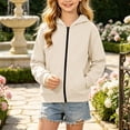 thumbnail image 6 of Hduncf Boys Zip up Hoodie Soft Solid Classic Full Zip Pullover Hooded Sweatshirts With Pocket Warm Jacket for Kids (3-14 Years) Beige 150, 6 of 8