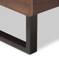thumbnail image 6 of Baxton Studio Mitchell Rustic Industrial Walnut Wood Beige Fabric Dark Bronze Metal Queen Size Platform Bed, 6 of 8
