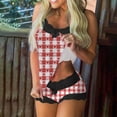 thumbnail image 4 of Tnhcen Christmas Women's 2-Piece Pajama Sets Lace Splicing Print Sleeveless Sling Tank Shorts Snug Nightwear Homewear S-2XL, 4 of 5
