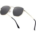 thumbnail image 1 of A pair of gold frame all gray hip-hop hexagonal polarized sunglasses for men and women geometric square small retro sun glasses, 1 of 3