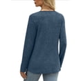 thumbnail image 7 of vigerkar Womens Long Sleeve Shirt Fall Fashion V Neck Sweater Tunic Tops Dressy Casual Work Blouse Trendy Clothing (Blue, S), 7 of 7