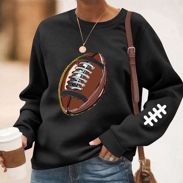TaTaai Women Baseball Print Crew Neck Long Sleeve Drop Shoulder Top Hoodie Ladies Spring Autumn Daily Commute Street Wear Soft Comfortable No Fading Machine Washable Stylish Top Gift