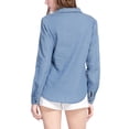 thumbnail image 5 of Allegra K Women's Half Placket Button V Neck Point Collar Chest Pocket Shirt, 5 of 6