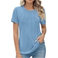 thumbnail image 1 of Timegard Hauts à Manches Courtes pour Femmes Col Rond Couleur Unie Été Chic Décontracté Chemises Amples Blouse, 1 of 7