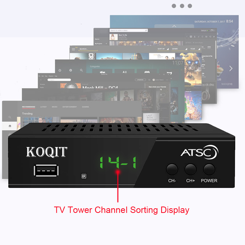 KOQIT Digital TV Converter Box ATSC Cabal Box for Analog HDTV ATSC TV Tuner 1080P Timer Setting USB PVR Function Digital Channel Free Set Top Box