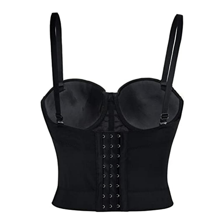Leather Bustier Women's Corset Top Bra Black Breast-Wrapped Vest Elastic  Vest All-match 