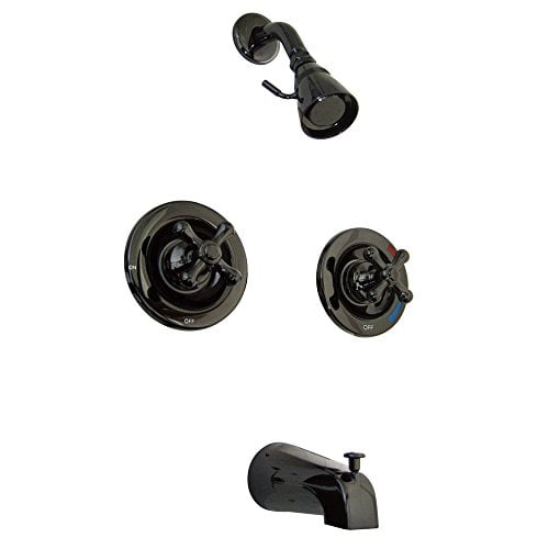 Kingston Brass Water Onyx NB660AX Twin Cross Handle Pressure Balanced Tub & Shower Faucet with Volume Control