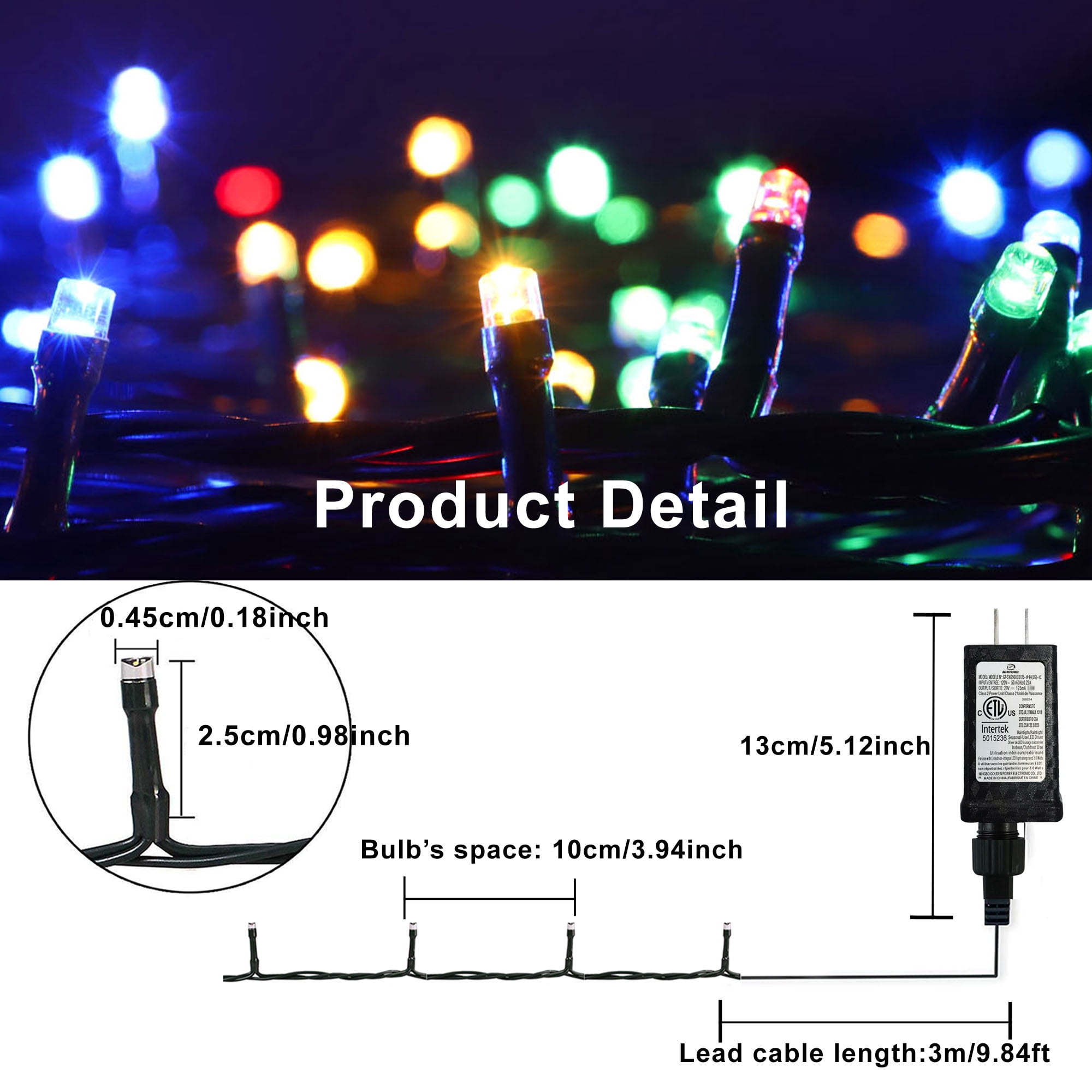 LED Christmas Lights, 75FT 200 LEDs String Fairy Lights with Timer, Mix-Color, for Christmas Halloween Patry Garden