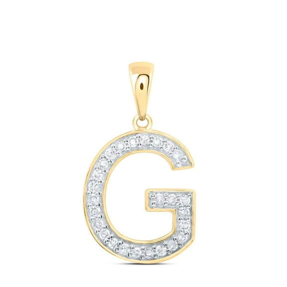 10K Yellow Gold Real Diamond Women's Block Font Initial G Letter Pendant 1/10 CT