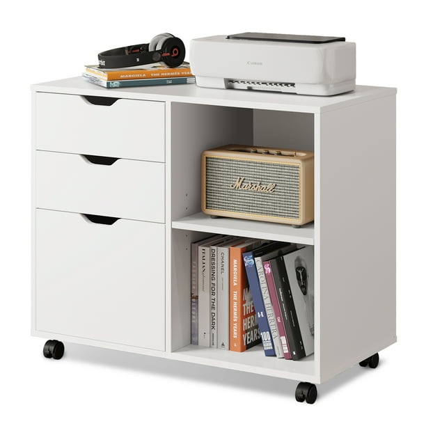 Devaise 3 Drawer Wood File Mobile Lateral Filing Printer Stand