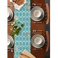 thumbnail image 2 of Geometric Abstract Lines Blue Table Runner Cotton Linen Wedding Decor Tablecloth Festival Kitchen Decor Table Runner, 2 of 4