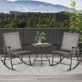 thumbnail image 2 of Costway Lot de 2 Chaises Berçantes Pliantes de Patio, Cadre en Métal Robuste, Berceuses d'Extérieur, 2 of 8
