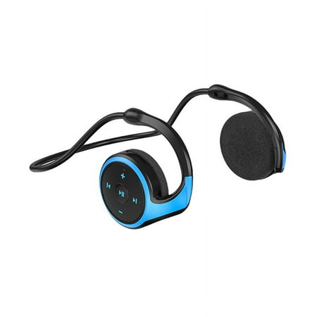 Small Bluetooth Headphones Wrap Around Head - Sports Wireless Headset Built in Microphone, Foldable and Carried in The Purse, Blue