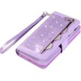 thumbnail image 5 of Wallet Case for iPhone SE(5G) 2022 iPhone 7 iPhone 8 iPhone SE 2020, Magnetic Handbag Zipper Pocket PU Leather Flip with 9 Card Slots and Wrist Strap Folio TPU Inner Stand Case - Purple, 5 of 14