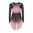 thumbnail image 4 of Doomiva Kids Girls Gradient Figure Skating Dress Shiny Rhinestone Mesh Long Sleeve Dance Competitions Training Outfit Pink 14, 4 of 7